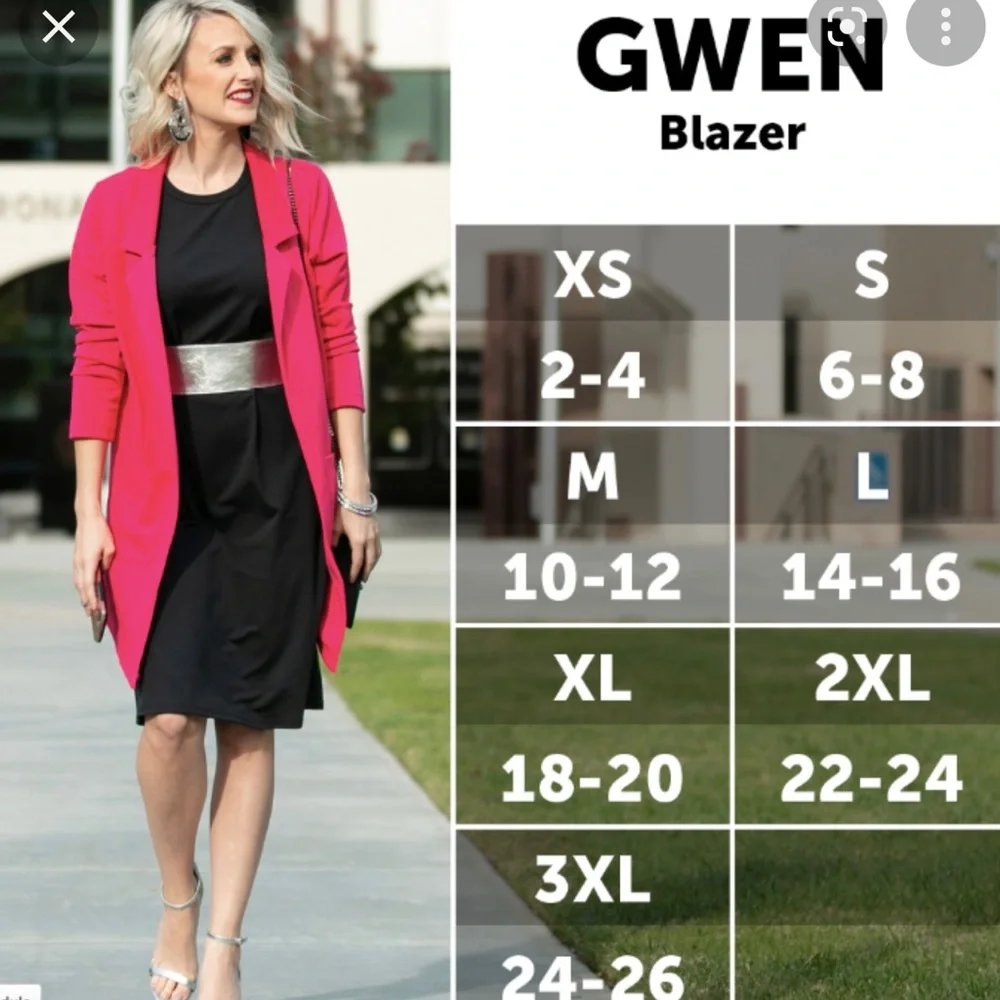 Lularoe Gwen Blazer NWT Raspberry Pink XS - Picture 6 of 6